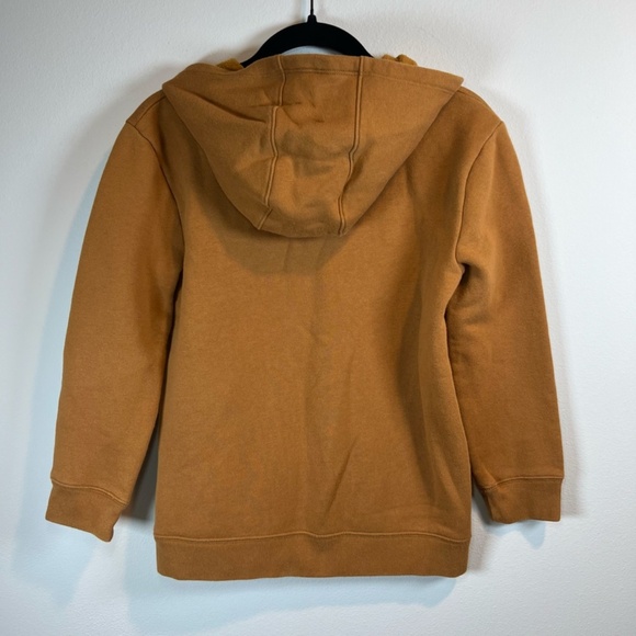 Carhartt Youth Full Zip HoodieSweatshirt Brown Spell Out Logo Pockets Kids 10/12 - Picture 10 of 13